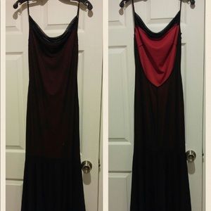 Black backless dress with red accent